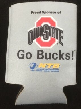 OHIO STATE Buckeyes Can Cooler with NTB advertising